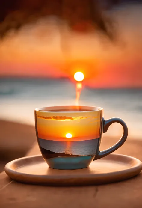 Coffee and Sunrise/Sunset: Capture the warm, soft light of a sunrise or sunset illuminating your coffee cup for a serene and calming image.