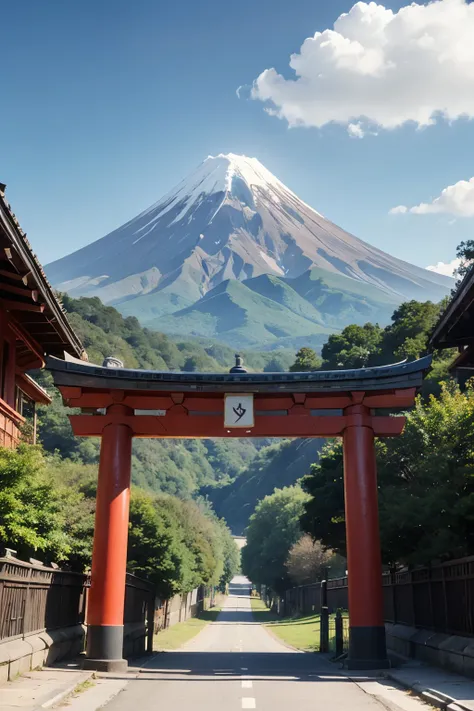 arafed view of a pagoda and a mountain with cherry blossoms, japan ...