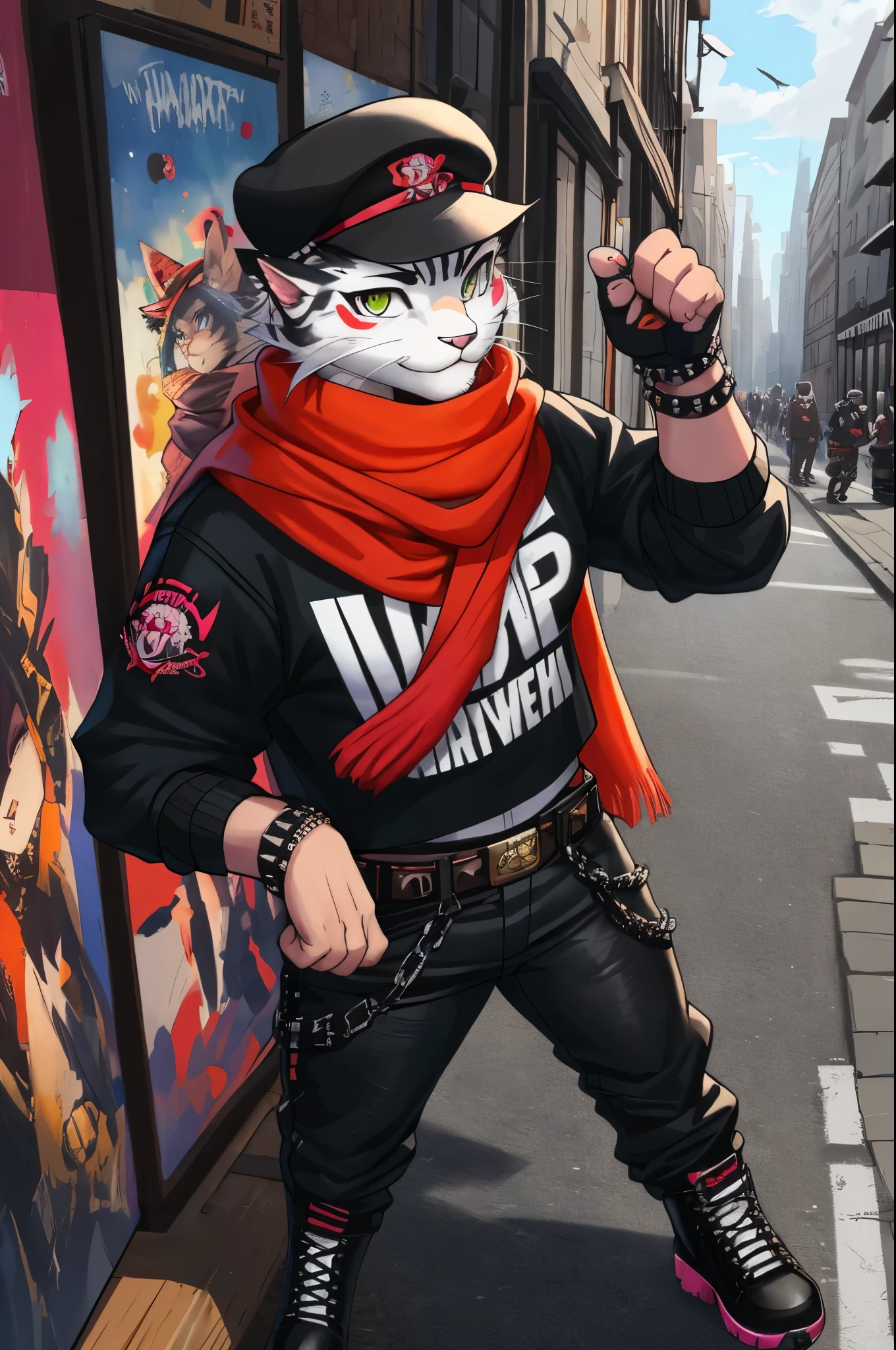 Anime character dressed in a cat outfit and holding a gun - SeaArt AI