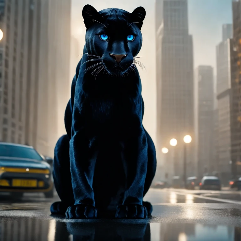 (masterpiece, best quality:1.2), 1 panther, solo, penetrating stare, blue eyes