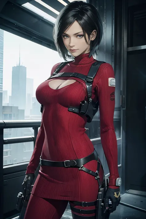 (resident evil ada1.5)，(ada,cool lady),expensive，plump breasts，has a well-proportioned body shape，{{{chopped}}}，日本warrior，warrio...