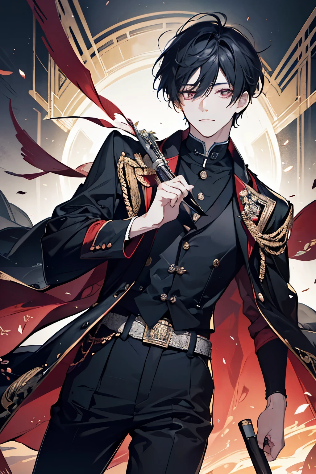 Anime - style image of a man in a military uniform holding a sword - SeaArt  AI