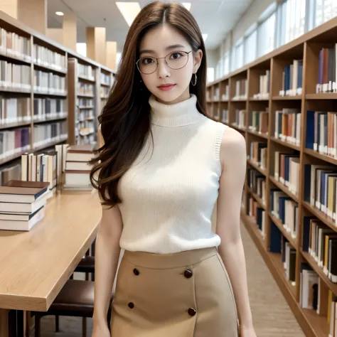 (highest quality、table top、8k、best image quality、Award-winning work)、one beautiful woman、25 years old、solo、perfect beautiful composition、Exactly、(emphasize body line:1.1)、(Perfect Turtleneck Sleeveless Knit Sweater:1.1)、(Elegant melton miniskirt:1.1)、(Perf...