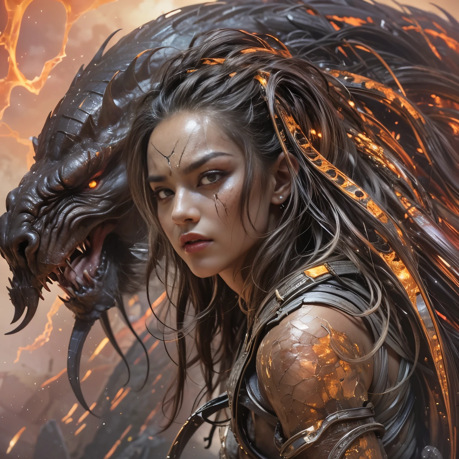 1 female alien, The predator, (extremely beautiful:1.2), (intense gaze:1.4), (predator:1.1), long dark claws, NSFW,  nipples, thick eyebrows, orange eyes, the most beautiful face in the universe, ((There is a female genital-like organ in the middle of her forehead:1.1)),

A woman with an extremely beautiful face, her intense gaze fixed on her prey, a primal force that could not be denied.

(beautiful lean body:1.5), (muscular build:1.2), (prowling:1.3), (sleek movements:1.4)

Her beautiful body, muscular and toned, moved with sleek grace as she prowled, ready to strike at a moment's notice. The predator within her was always on