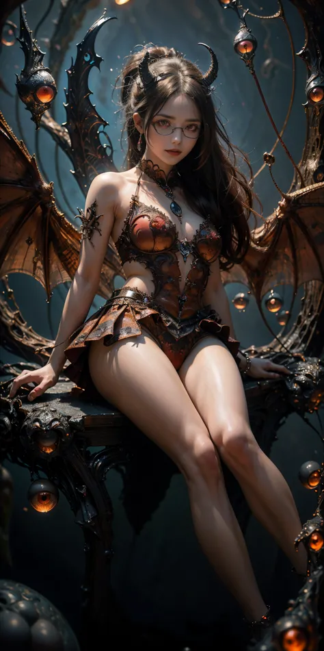 (The best illustrations)、realisitic、ultra-detailliert、The best lighting、Best Shadows、alluring succubus, ethereal beauty, perched...