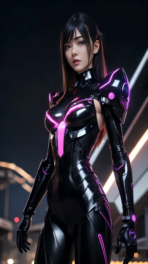 there is a woman in a futuristic suit posing for a picture, Mecha cyber armor girl, Internet litigation, Internet litigation, Internet litigations, diverse Internet litigations, cyber japan armor, Cyber Japanese armor, cyberpunk suit, Female Cyberpunk Anim...
