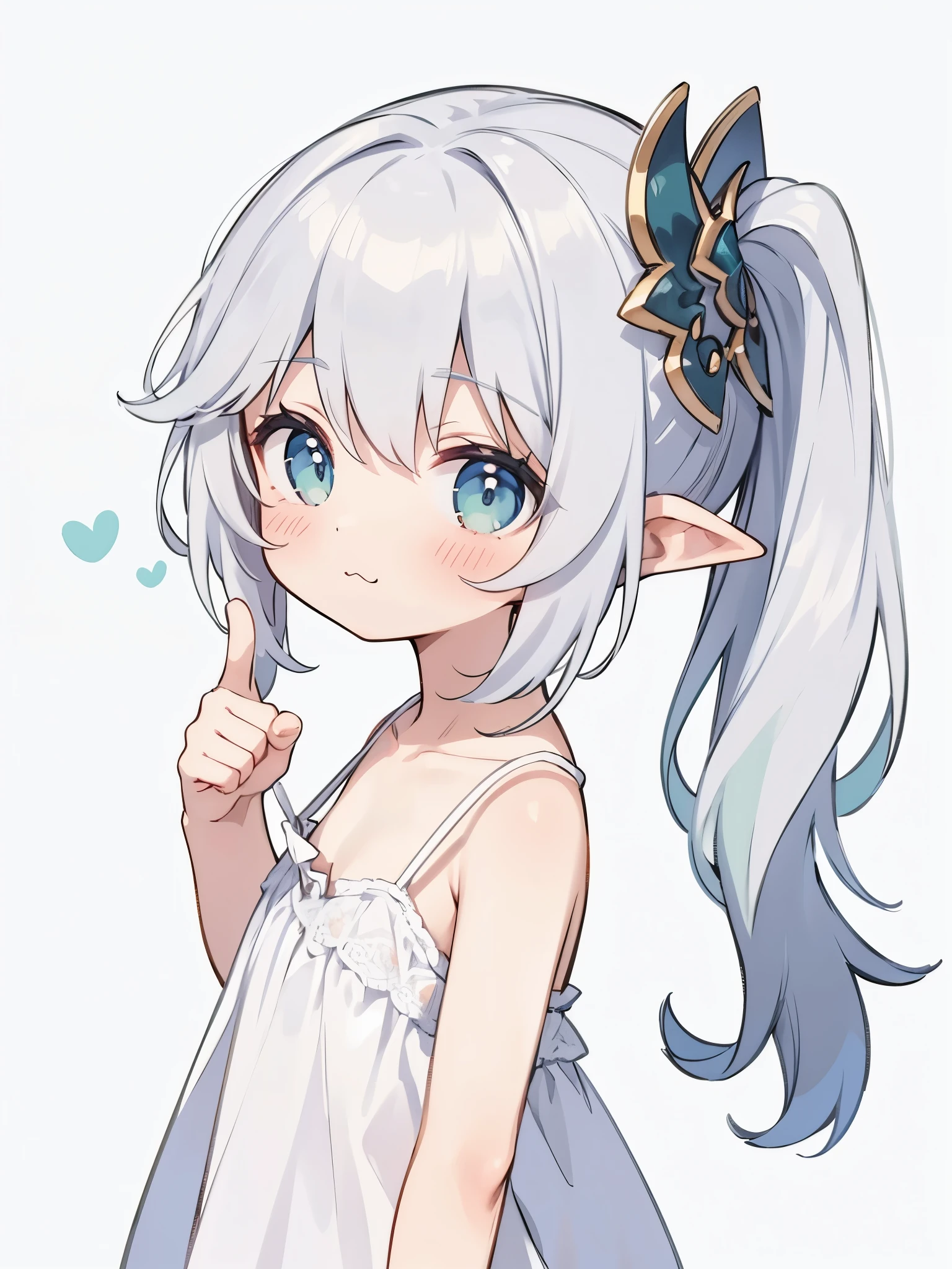 Anime girl with white hair and blue eyes in a white dress - SeaArt AI