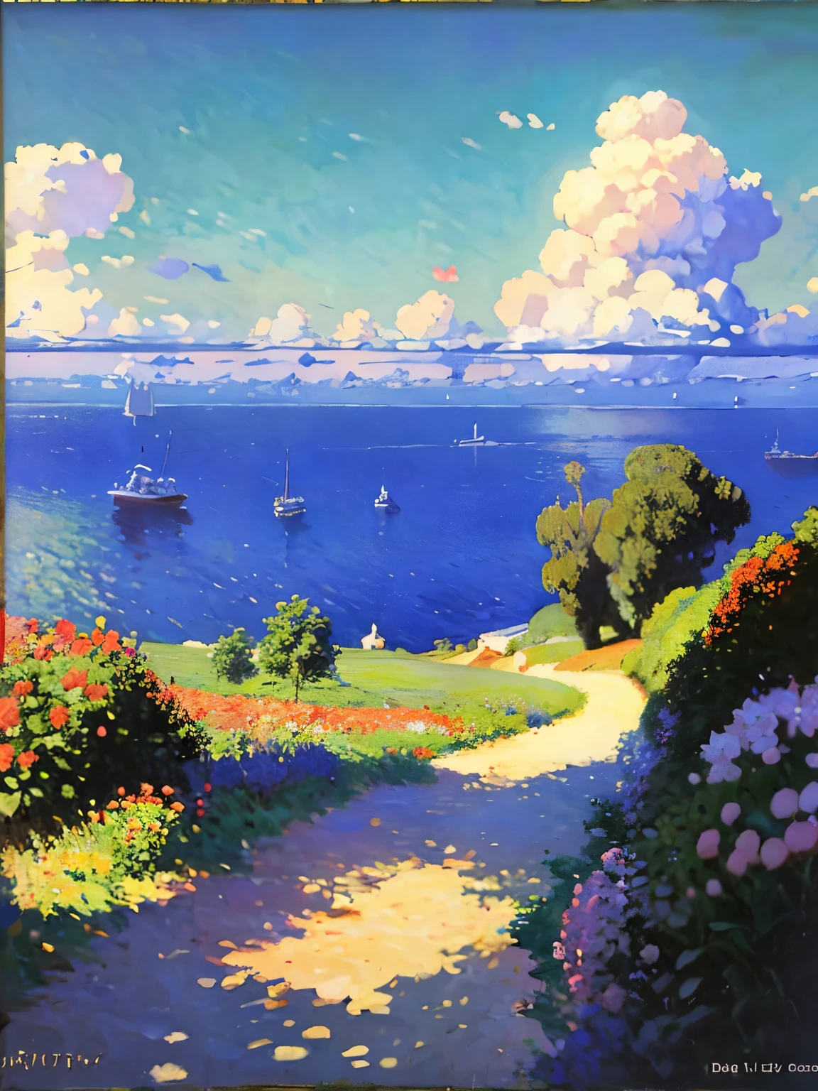 ภูมิทัศน์ภาพวาดสีน้ำมันที่สวยงามของหมู่เกาะคะเนรีในสไตล์ของ Claude Monet, ศิลปะอย่างเป็นทางการ, อิมเพรสชันนิสม์