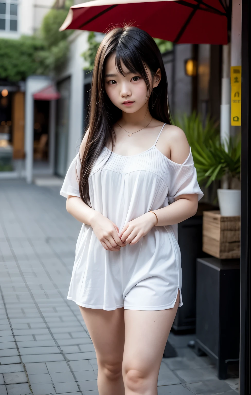 Araffe asian woman in white dress posing for a picture - SeaArt AI