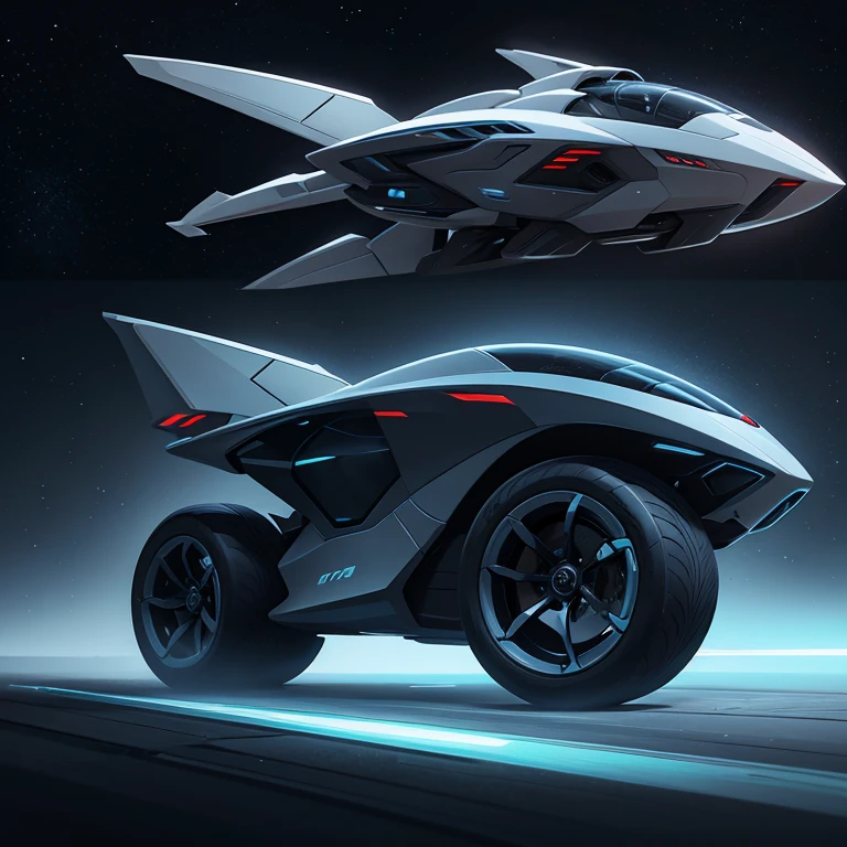 Futuristic vehicle design. Sleek lines. Advanced propulsion. High-tech features. By concept artist.