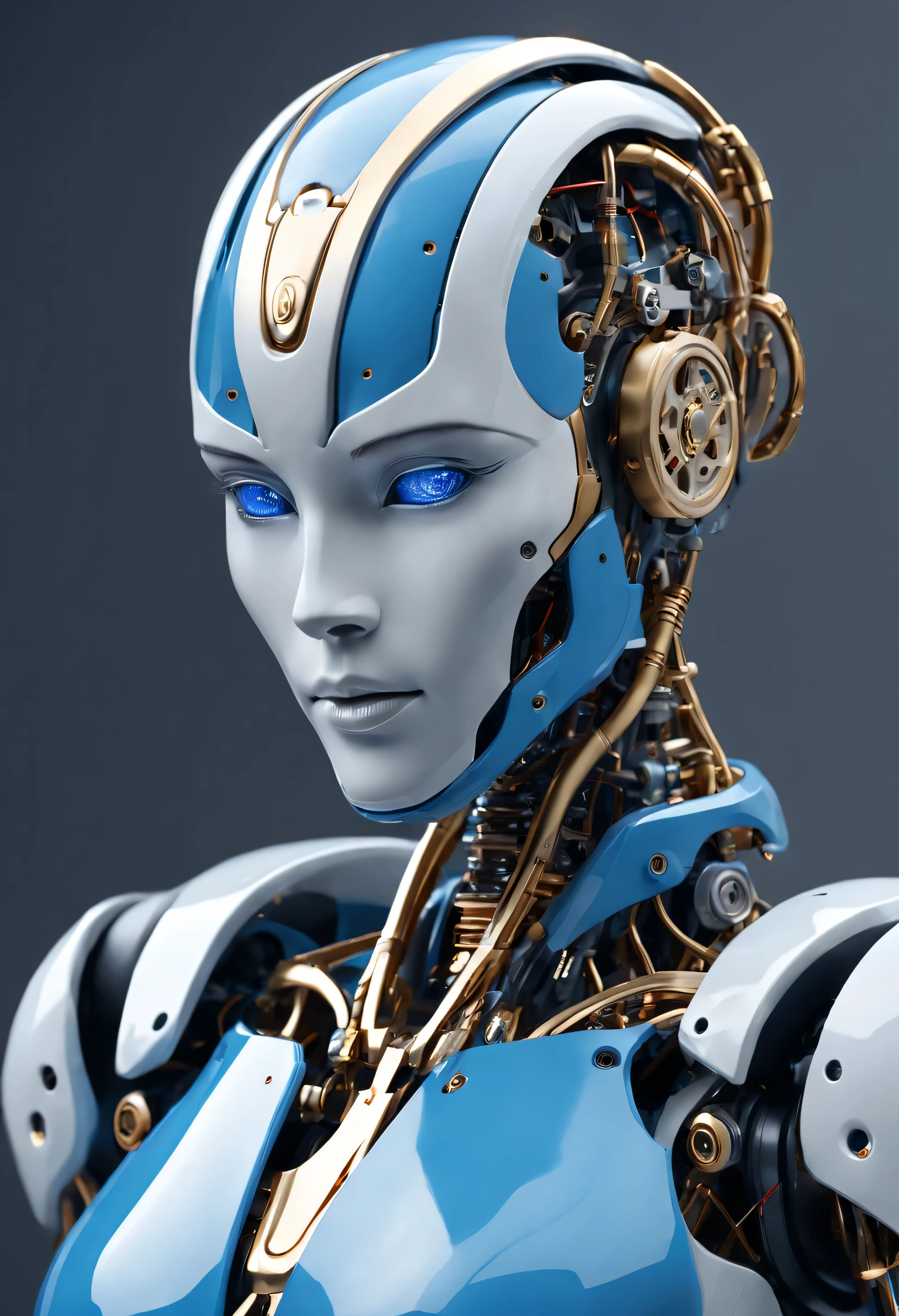 A close up of a robot with blue eyes and a head - SeaArt AI