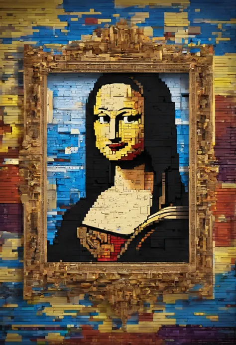 Three different colored heads are displayed on a wall in a frame - SeaArt AI