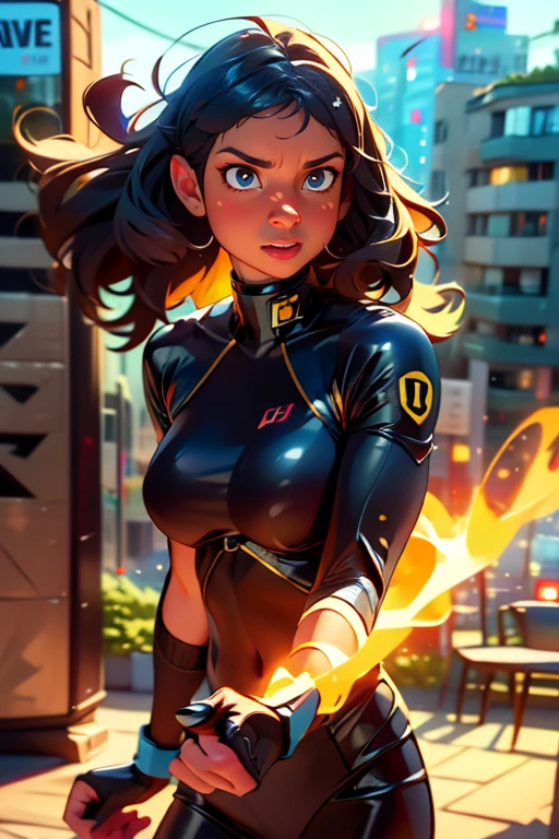 (best quality,4k,8k,highres,masterpiece:1.2),ultra-detailed,(realistic,photorealistic,photo-realistic:1.37),bright colors,soft lighting,portraits, city background
,superhero costume,long flowing hair,intense gaze,strong muscles and physique,confident expression,flying through the air,cityscape in the background,high-tech gadgets,energy beams shooting from hands,striking pose,emitting powerful aura,special effects,epic scene,heroic aura,magical atmosphere,dark and mysterious,action-packed,powerful and awe-inspiring