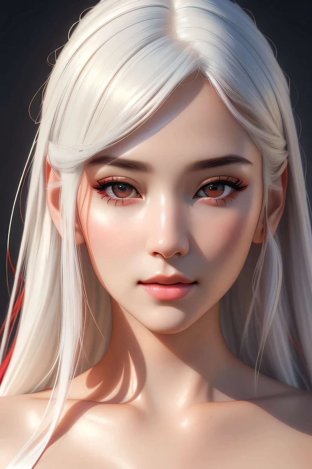 (best quality,4k,8k,highres,masterpiece:1.2),ultra-detailed,(realistic,photorealistic,photo-realistic:1.37),Asianwoman,longwhitehair,(red,reddish)eyes,beautiful,detailedface,sexy,outstandingdetail,porcelainskin