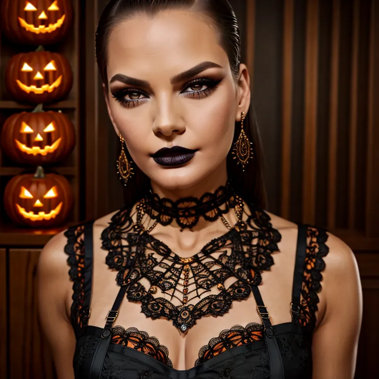 Halloween Black Lace Bib Necklace