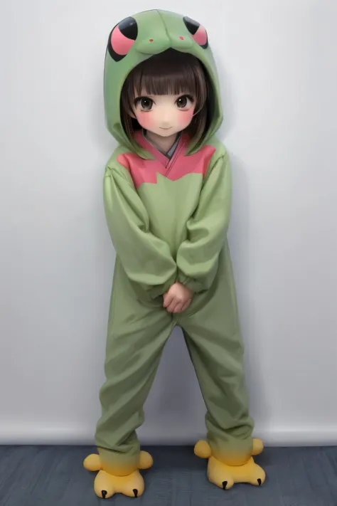 anime、A cute  poses wearing a deformed dinosaur costume、Mai Yoneyama&#39;s style