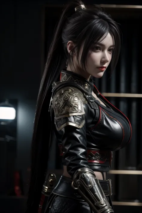 Game art，The best picture quality，Highest resolution，8K，(Portrait:1.5)，(Head close-up)，(Rule of thirds)，Unreal Engine 5 rendering works， (The Girl of the Future)，(Female Warrior)， 
20-year-old girl，An eye rich in detail，(Big breasts)，Elegant and noble，indi...