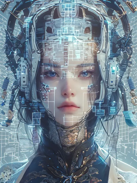 Cyberpunk beauty, 1girl, mask,white