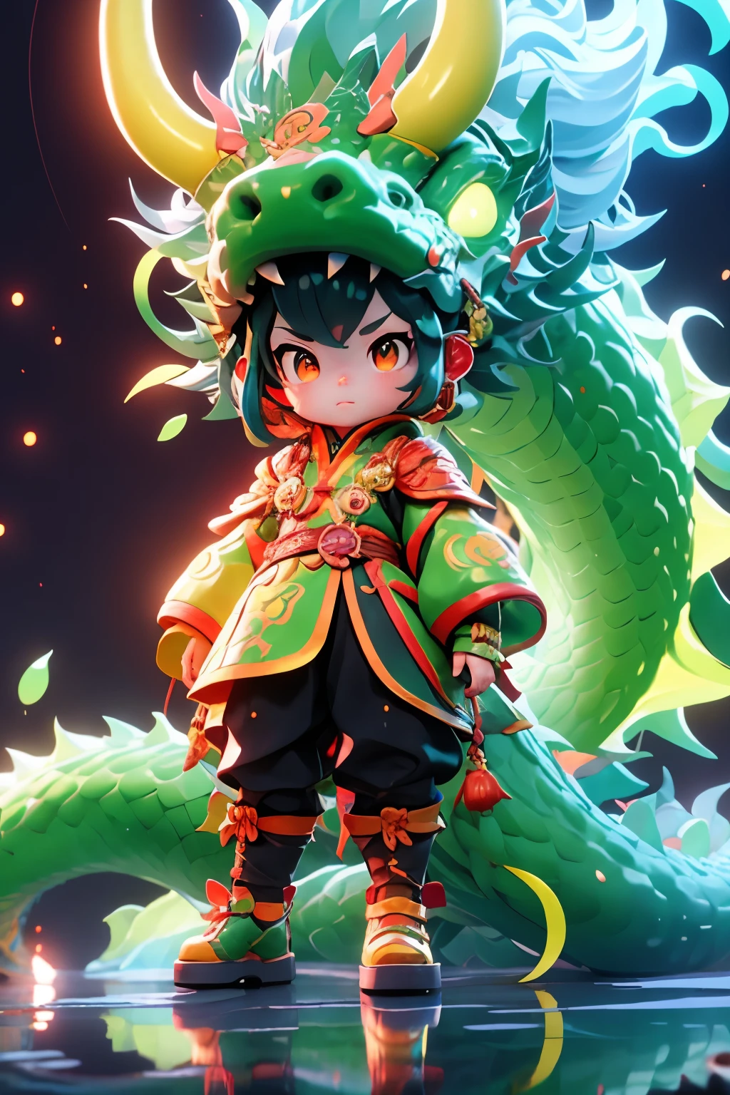 A little girl in cartoon style，humanoid character，front， the snake女 portrait, snake, Detailed digital animation art, Inspired by Puhua, Demon Slayer: Rui fan art, 8k high quality detailed art, snake纹布长袍, 《Genshin》Keqing in, Anime Fantasy Illustration, Demon Slayer art style, Lovely and detailed digital art