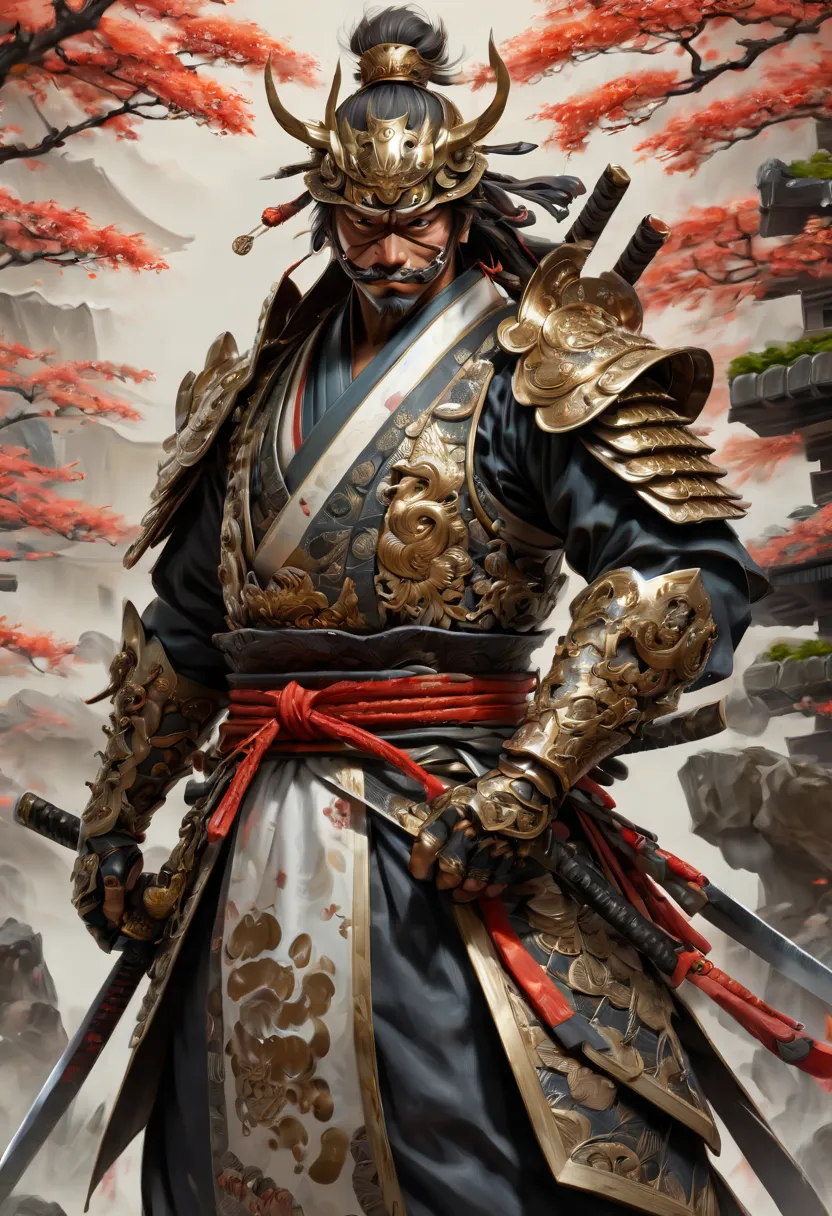 arcane samurai, by Hiroyuki, (best quality, masterpiece, Representative work, official art, Professional, Ultra intricate detail...