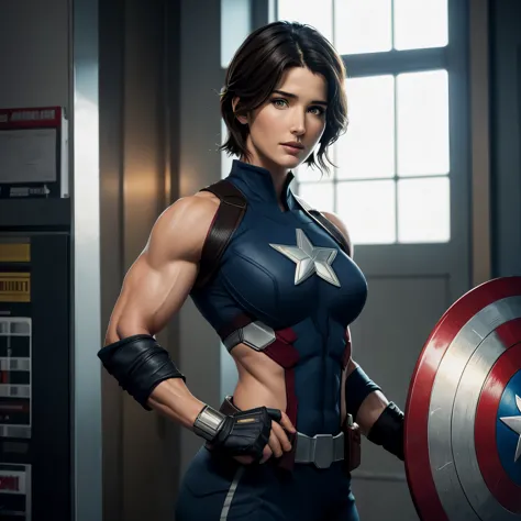 Cobie Smulders is Marvel’s Captain America, bodybuilder physique, bodybuilder veins