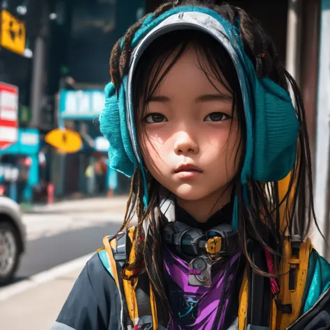 portrait girl ciberpunk in street
