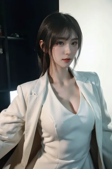 Masterpiece,Game art,The best picture quality,Highest resolution,8K,(A bust photograph),(Portrait),(Head close-up),(Rule of thirds),Unreal Engine 5 rendering works,
Full body female love,20 year old girl,Short hair details,With long bangs,(white hair),red ...