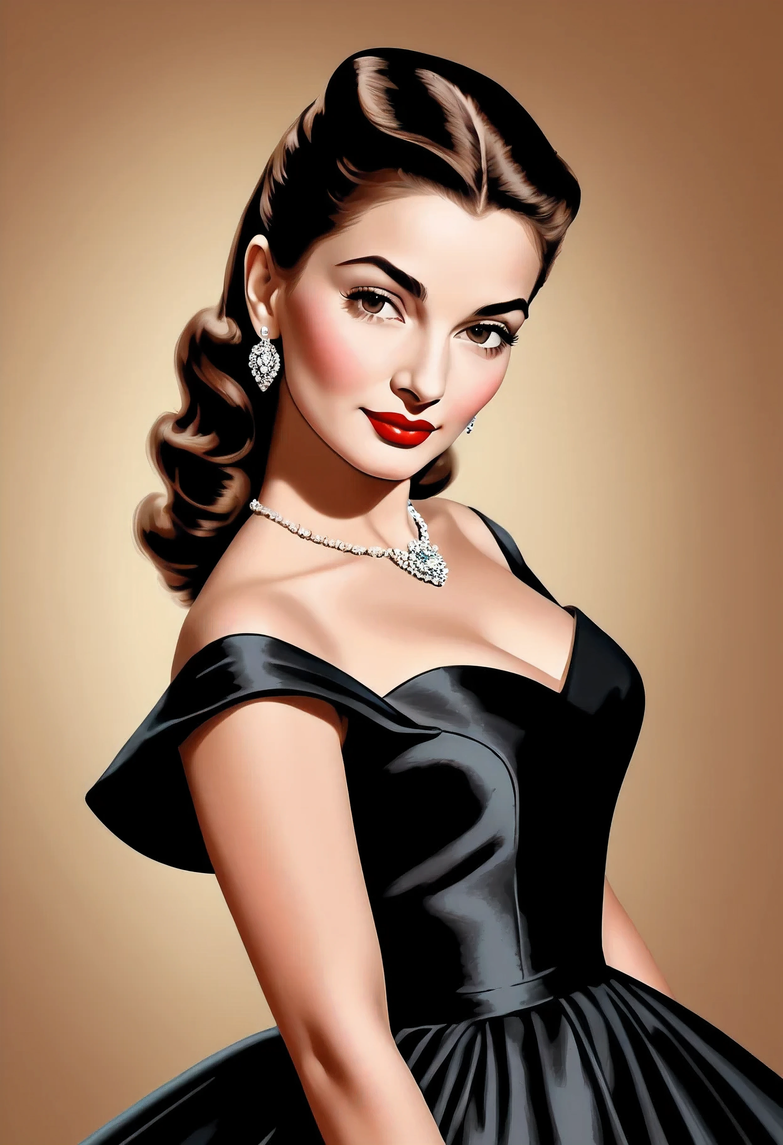 arafed photo of a woman in a black dress posing for a picture, a colorized photo inspired by Judy Takács, flickr, pop art, in her early 3 0, great likeness, svetlana tigai, 2 0 5 0 s, in her early 20s, very very beautiful woman, maria callas, 2030s