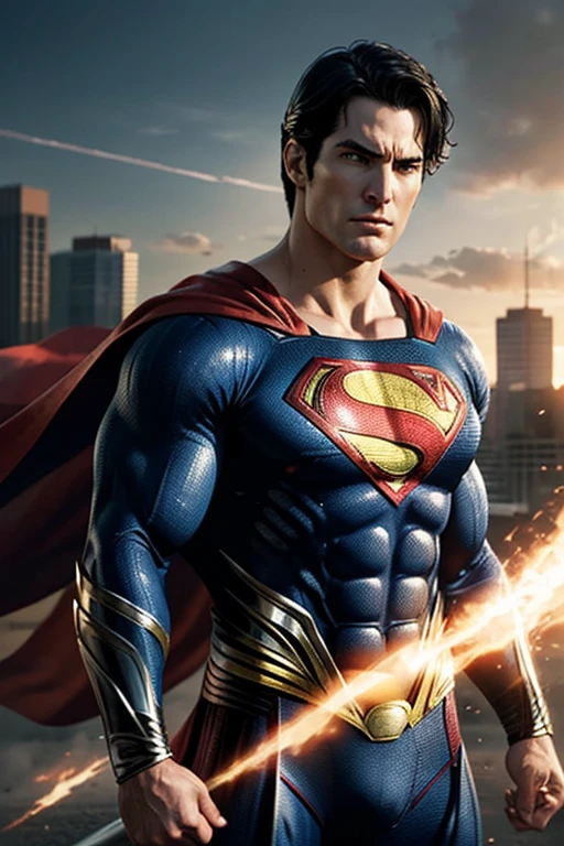 
Realistic portrayal of Superman, the iconic superhero, exuding strength and determination, ready to defend truth and justice.