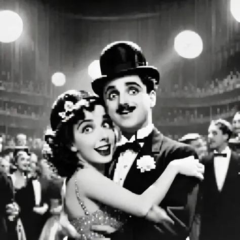best quality,Super detailed,Old movie style,vintage cinematography,Charming black and white,grainy texture,classic movie scene,masterpiece:1.2,retro,The charm of old Hollywood,iconic silent film era,Charlie chaplin,comedy genius,Farce humor,timeless charm,...