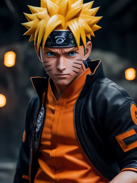 (photorealistic:1.4) image of a naruto uzumaki, (top-quality, 8k, 32k, masterpiece), (dynamic pose), ((facing camera)), (looking...