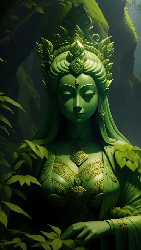 Goddess of the mossy earth，myth, nature女神, nature女神, Guanyin, Fantasy movie stills, Movie goddess close-up, Goddess of the jungl...