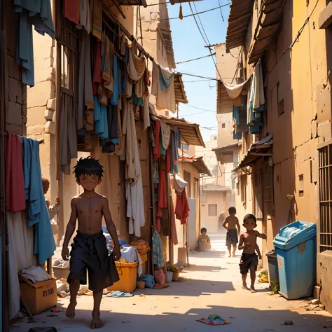 vista panoramica de una antigua ciudad de egipto pero  en explendor, There is a 6-year-old boy, shirtless with an ancient black ...