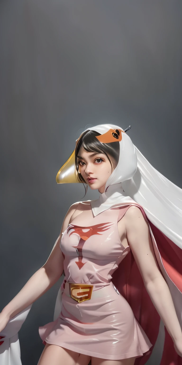 Highest image quality、real image、18-year-old beautiful girl、Ponytail beautiful woman、beautiful sister、A woman wearing a pink dress and cloak is standing in front of a building, 18-year-oldの女の子,Jun the Swan、science ninja、white panties、beautiful woman、 As a retro-futuristic heroine, 18-year-old、As a retro-futuristic heroine, beautiful thighs、sheila, she - ra, anime female hero portrait, Portrait of a modern dharna, anime visual of super girl, super girl, official art, dinah drake, to rush, Blowjob White Mecha Miniskirt