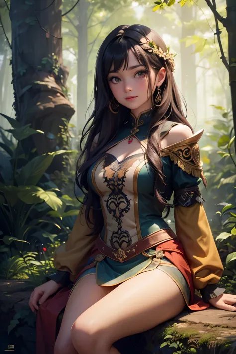 A beautiful girl who lives surrounded by nature and creatures.
She is a super high definition image, photorealistic image.