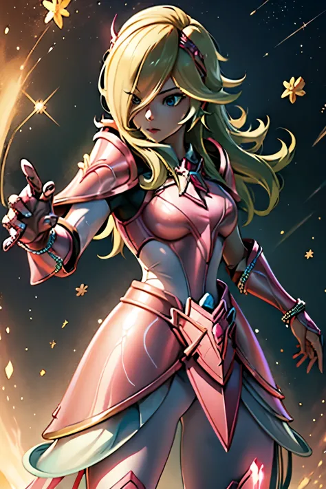 rosalina, rosalina wearing the andromeda armor from cdz, pink armor, rosalina wearing shun's armor, pink andromeda armor from cd...