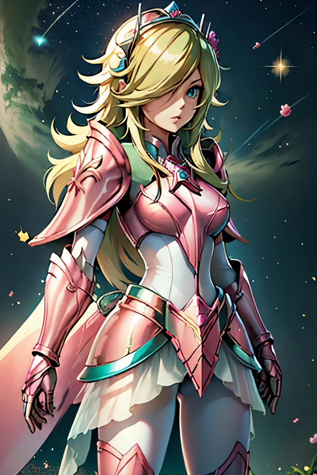 Rosalina, Rosalina wearing the andromeda armor from CDZ, pink armor, Rosalina wearing Shun's armor, Pink Andromeda armor from CDZ, two chains line on the hands