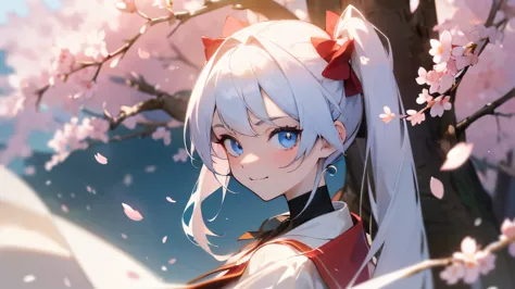 (masterpiece), best quality, perfect face, Houshou Marine, looking at viewer, suprised expression, white hair, twintail hair, ex...