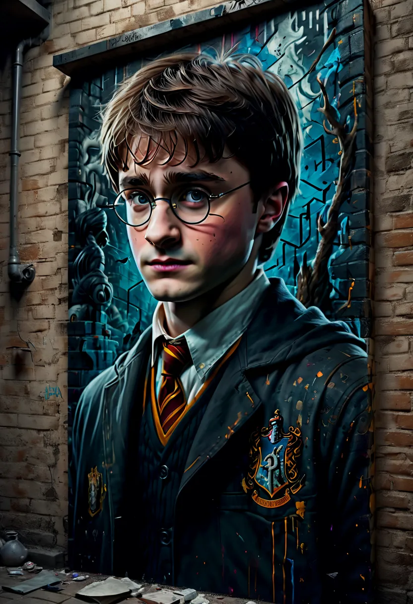 Graffiti wall from "Harry Potter", (best quality, masterpiece, Representative work, official art, Professional, Ultra intricate ...