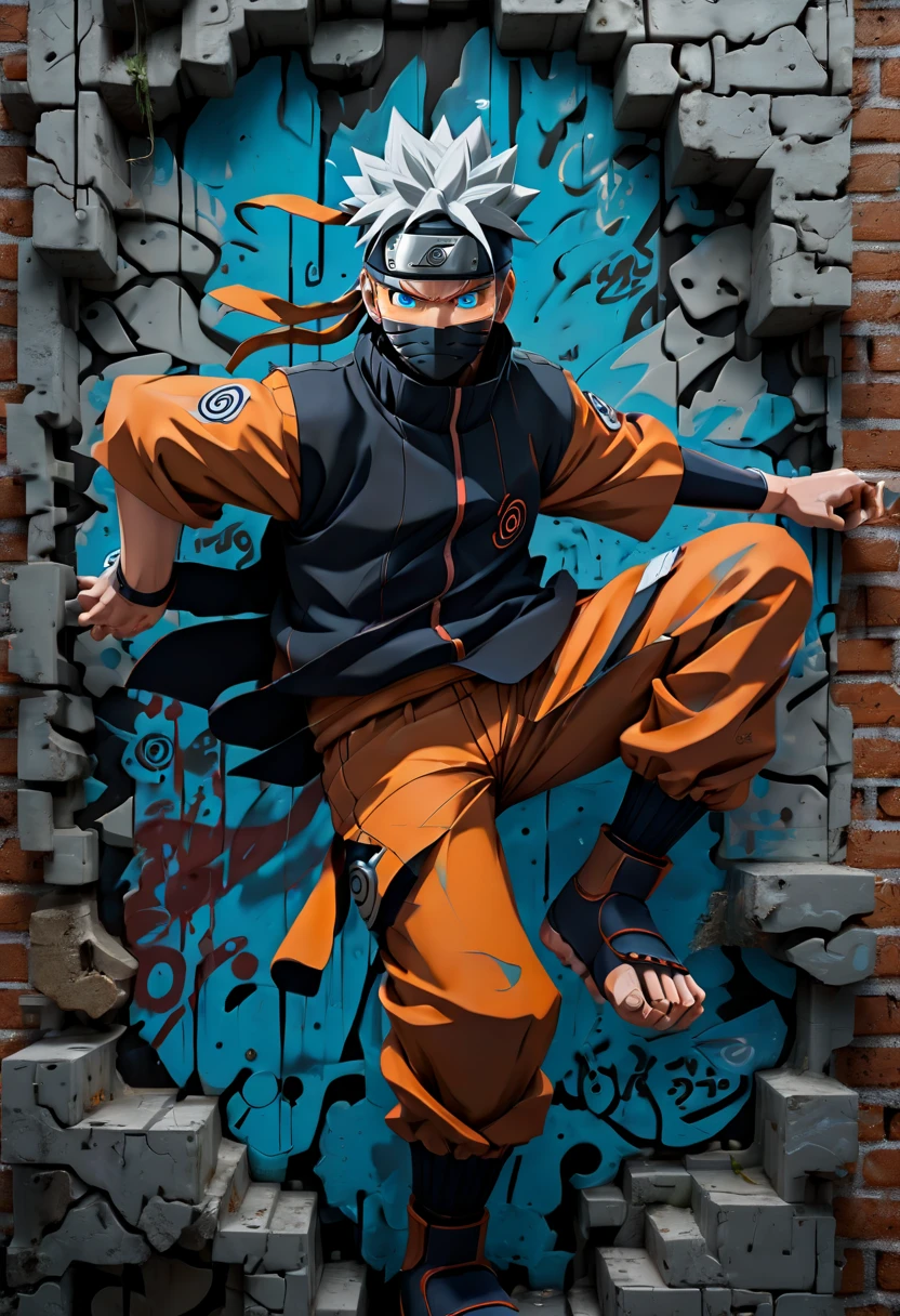 Graffiti wall from "NARUTO", (best quality, masterpiece, Representative work, official art, Professional, Ultra intricate detailed, 8k:1.3)