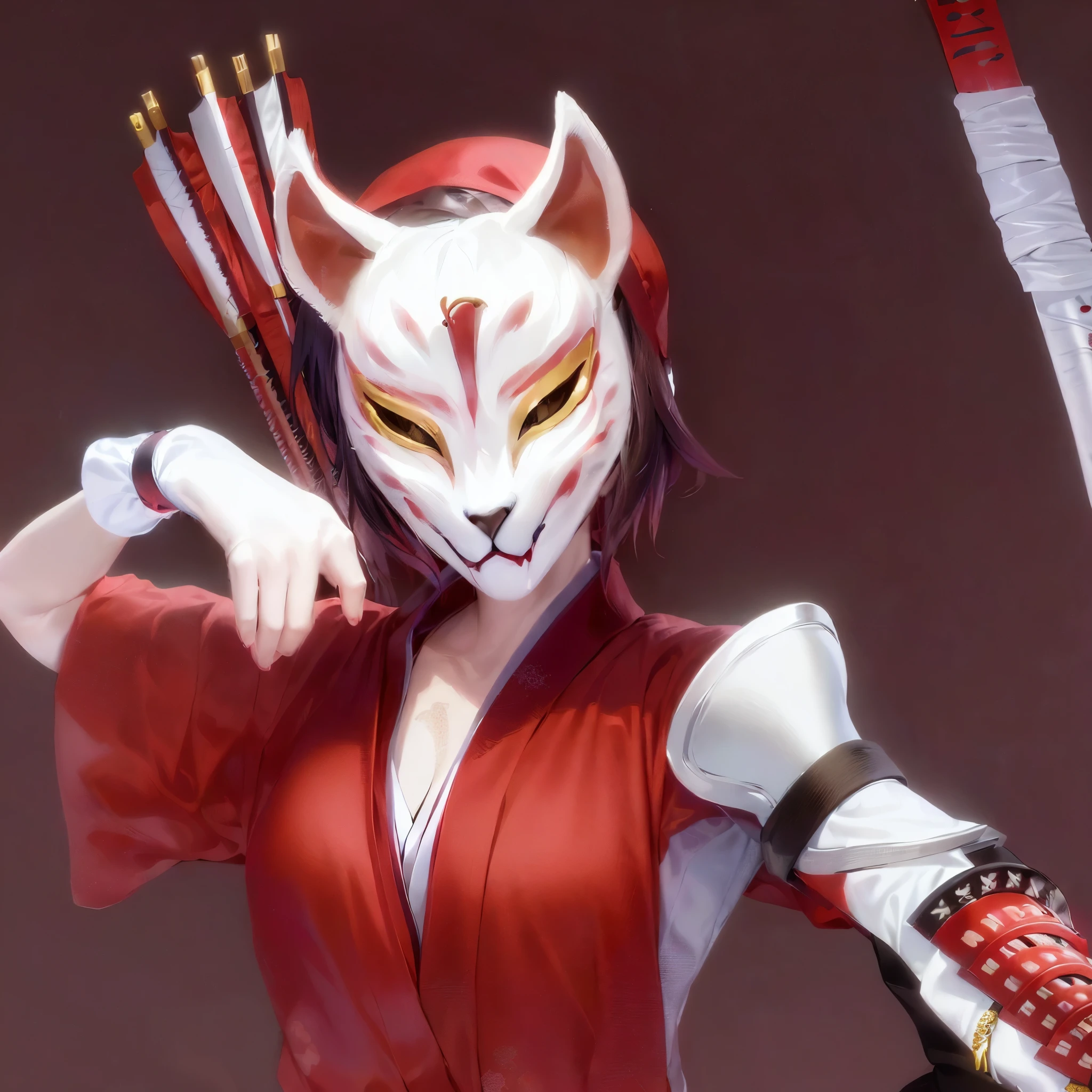 Anime character with red and white outfit holding two swords - SeaArt AI