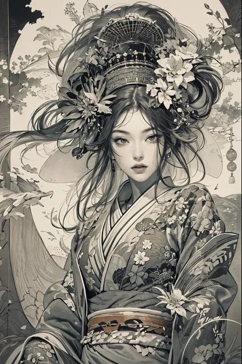 umalinda warrior sexy, pretty face, delicious company, alluring figure, wearing a sexy open kimono. the artwork is created in a ...