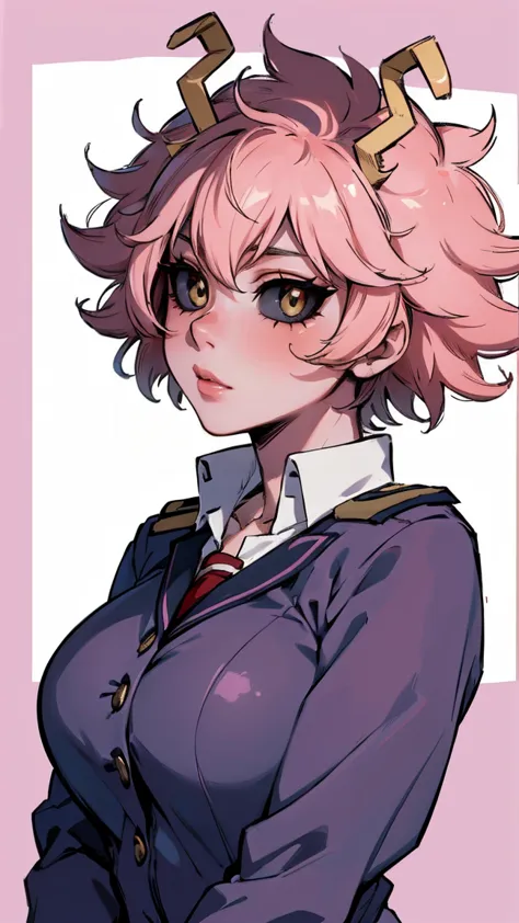 (best quality:1.3), (4k quality), 1 mature woman, mina ashido by boku no hero, school uniform, ((detailed face)), (blush),