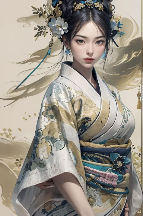 umalinda warrior sexy, pretty face, delicious company, alluring figure, wearing a sexy open kimono. the artwork is created in a ...