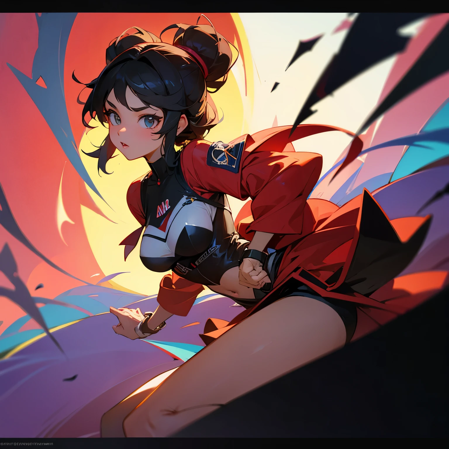 Anime girl with a helmet and a red jacket on - SeaArt AI