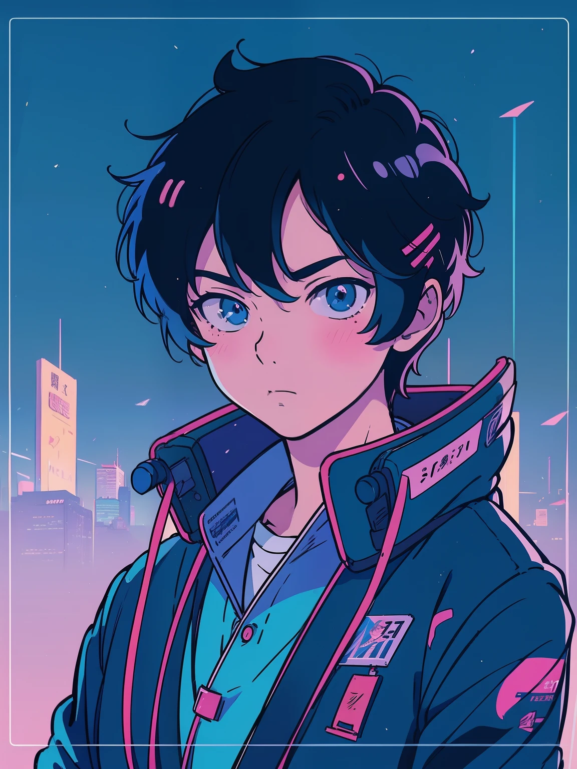 Businessman、Web marketing、 Lofiatostyle, Lofiato, official fan art, portrait of lofi, high quality fan art, Makoto Shinkai ( apex legend ), In 80&#39;s anime art style, digital anime illustration, suit figure, Makoto Shinkai art style, Portrait anime man in his 20s、Upper body