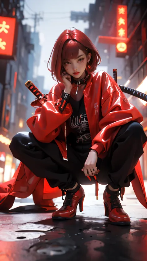 (masterpiece:1.2), best quality,CG,3d, samurai girl,
1 sister, Red eyes, ear nipple ring, alone, hair color, jewelry, looking at...