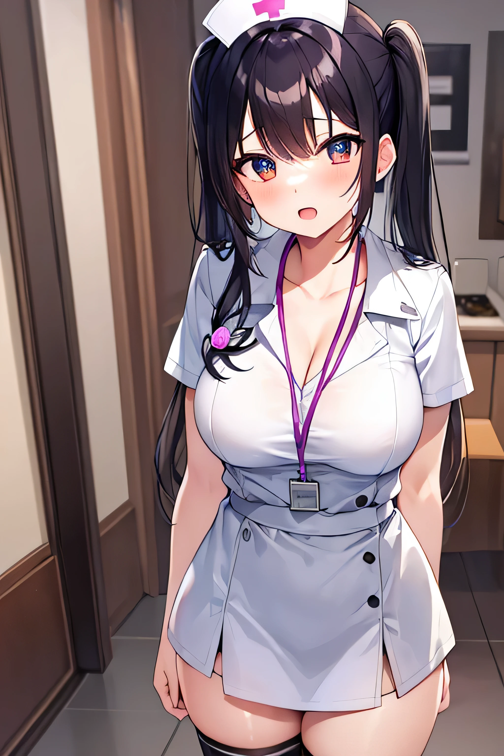 Anime nurse uniform with a pink ribbon and a white shirt - SeaArt AI