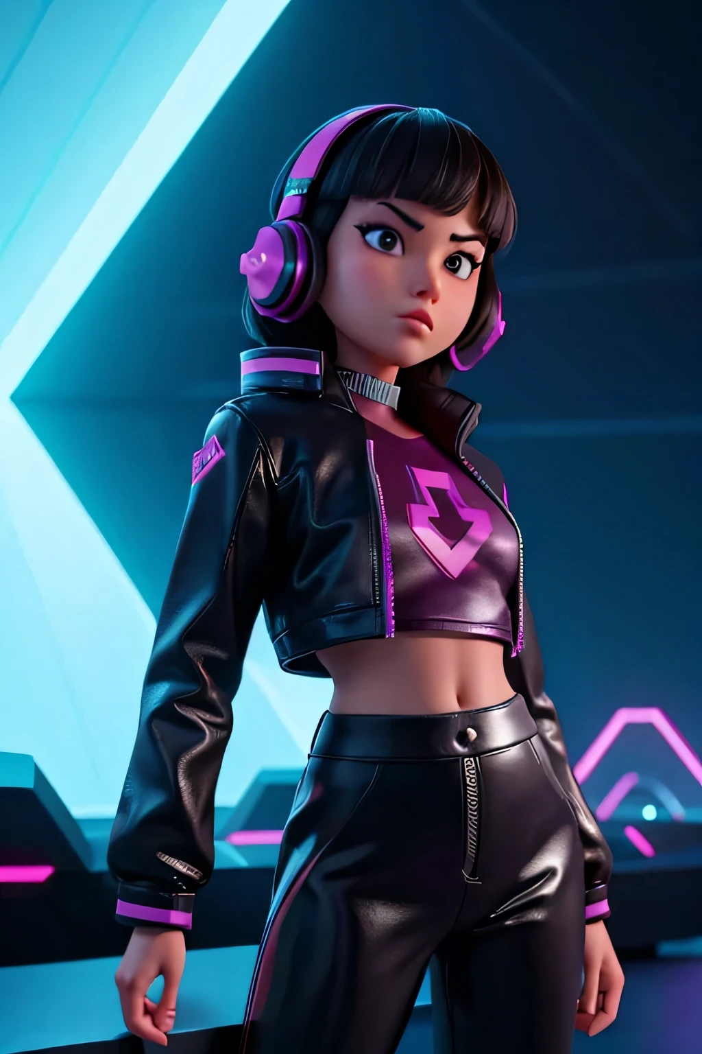 Synthetic wave, Synthetic wave aesthetics, paisagem escura, futuro sombrio, Asian girl, modelo com roupas futuristas, neon grid mountains, Neon clothes, backlight, Luz brilhante, rastreamento de raios, fechar-se