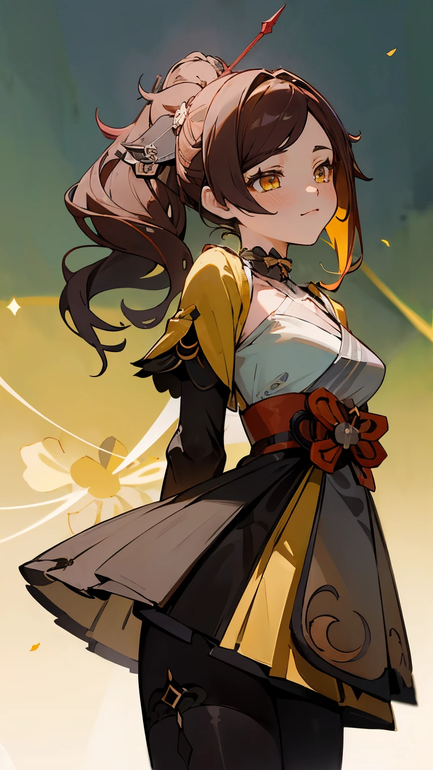 Chiori, (Chiori), masterpiece, best quality, high resolution ,brownlong hair, flower like hairpin, side ponytail hairstyle, yellow kimono, ((Genshin Impact style)), (Genshin impact style of clothes), purple attachments , collarbone, cowboy shot, arms behind back, yellow eyes, medium chest, C tits, look from back, blush, yellow smiley starry eyes, smile, closed mouth, cute, , ecchi, 18 years old, (NSFW), correct anatomy, correct hands, five fingers、(best qualtiy)、(ultra-detailliert)、(a high chroma)、(CG Illustration)、((full-shot))、22 year old beautiful 、Delicate beautiful face、(red blush), (Anime-style eyes:1.3), 、((turned around))、The best lighting、shores, (One lady)、( masterpiece)、(best qualtiy)、(ultra-detailliert)、(a high chroma)、(CG Illustration)、((full-shot))、22 year old beautiful 、Delicate beautiful face、(red blush)、((Longhaire))、(A dark-haired)、(dishevled hair)、(Anime-style eyes:1.3), ((Thick black tights)), ((turned around))、The best lighting、shores